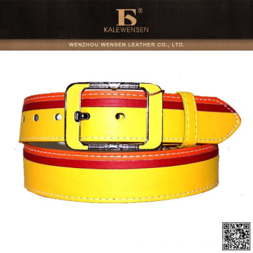 OEM cowhide Fashion polyester china Yellow pu belt